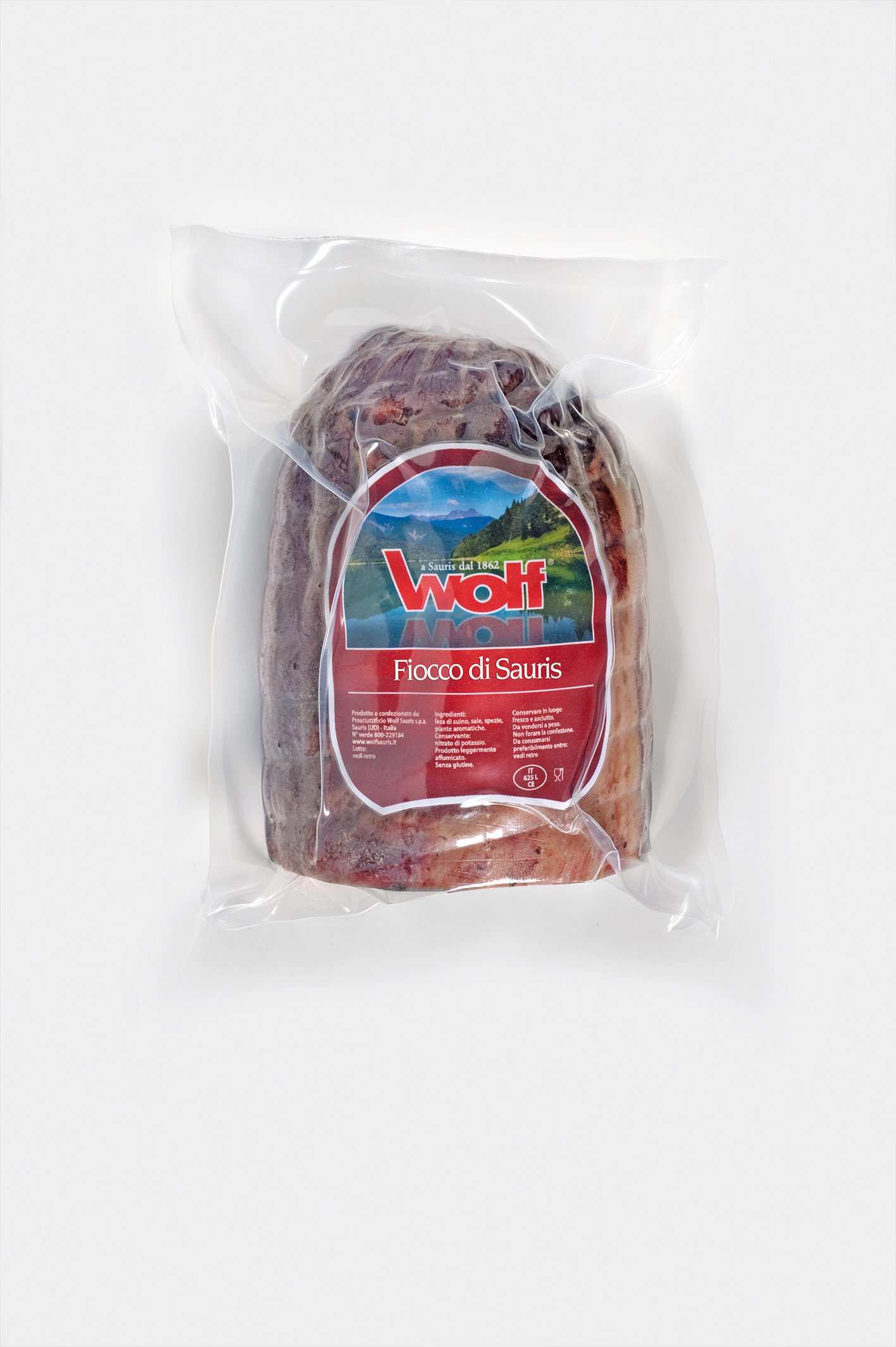 Italienischer Fiocco di Culatello di Sauris, Filetstück des Schinkens, leicht geräuchert aus dem Carnia Tal, Wolf Sauris Ca. 650gr