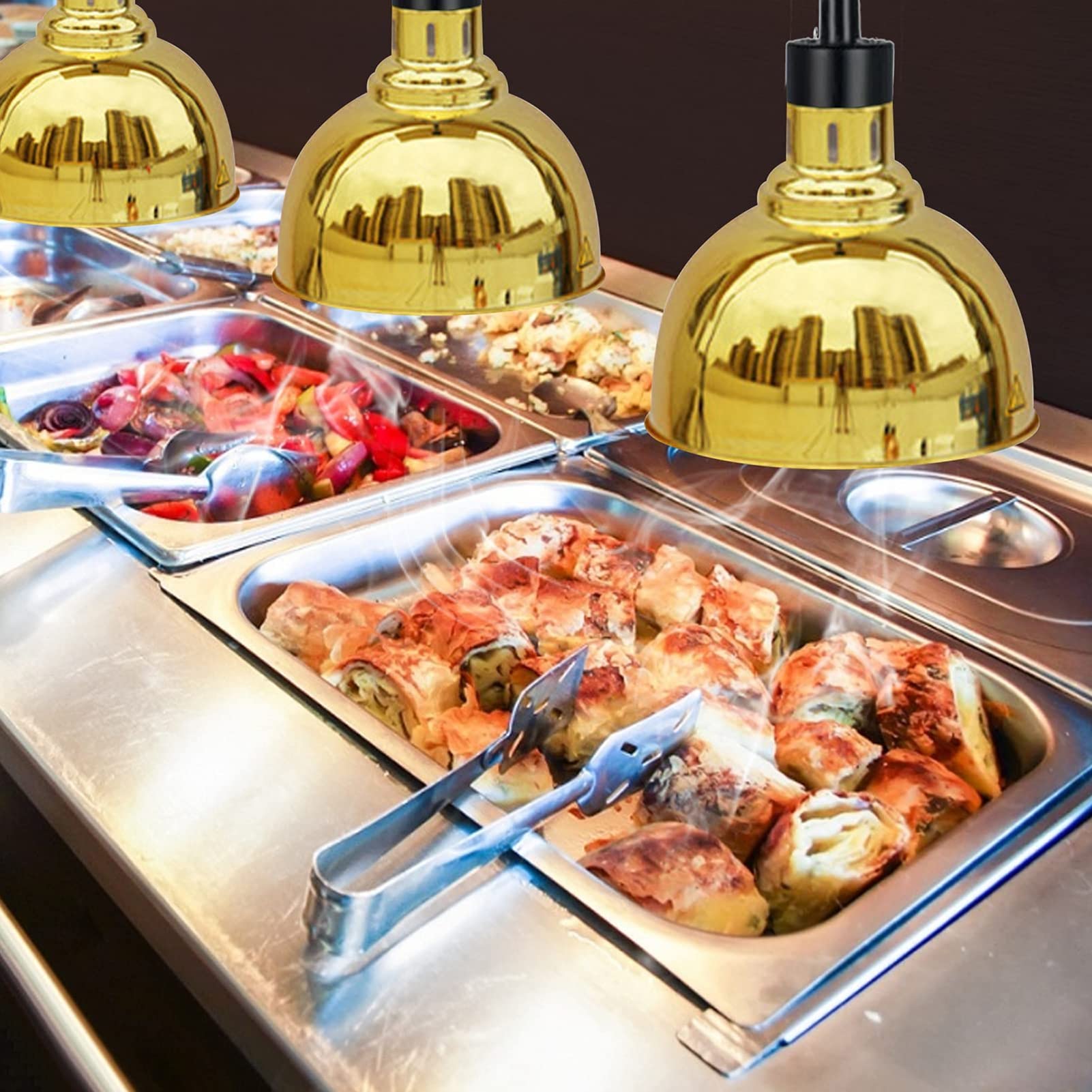 Lampada Scaldavivande Regolabile da 250 W - Lampadina Riscaldante Professionale per Ristoranti, Pizzerie E Servizi di Ristorazione - Soluzione Efficiente per Riscaldare Gold