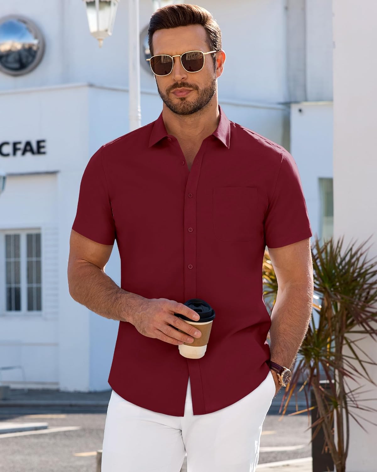 J.VER Mens Short Sleeve Dress Shirts Wrinkle Free Casual Button Down Shirt Summer Stretch Formal Shirt with Pocket - Image 4