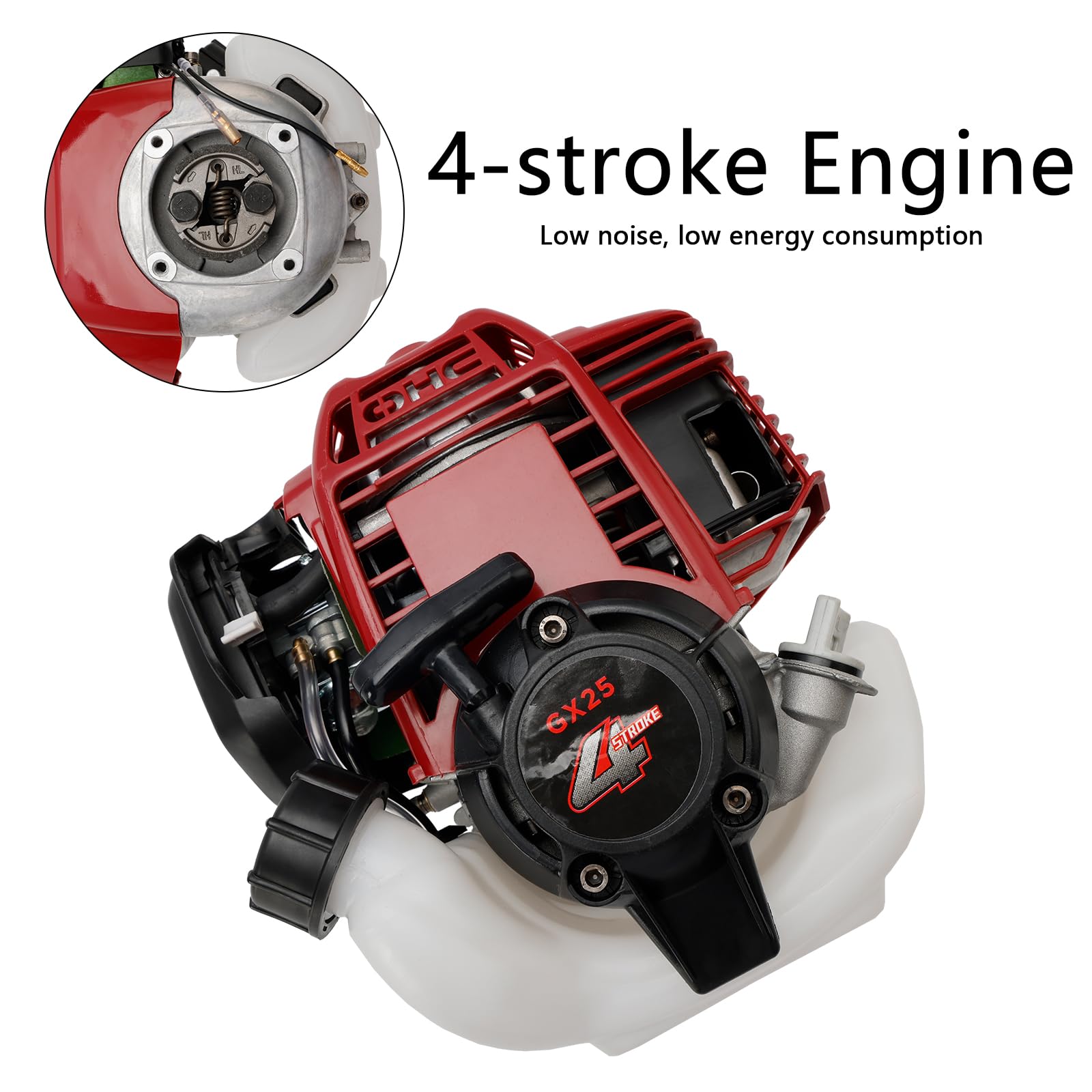 Bruce & Shark 4-Stroke Gasoline Engine GX25 para Brush Cutter | 25cc, 4 HP, Low Noise, Efficient Carburetor | Easy Start, Air-Cooled, Lightweight
