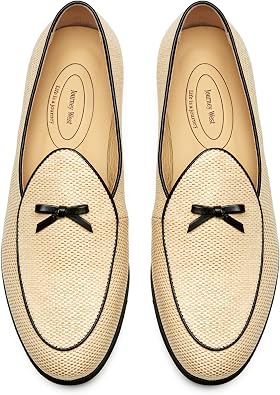 Journey West Mens Raffia Casual Slip-on Penny Belgian Loafers for Men US 10.5