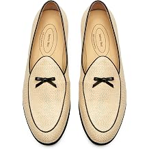 Journey West Men's Raffia Casual Slip-on Penny Belgian Loafers for Men US 10.5