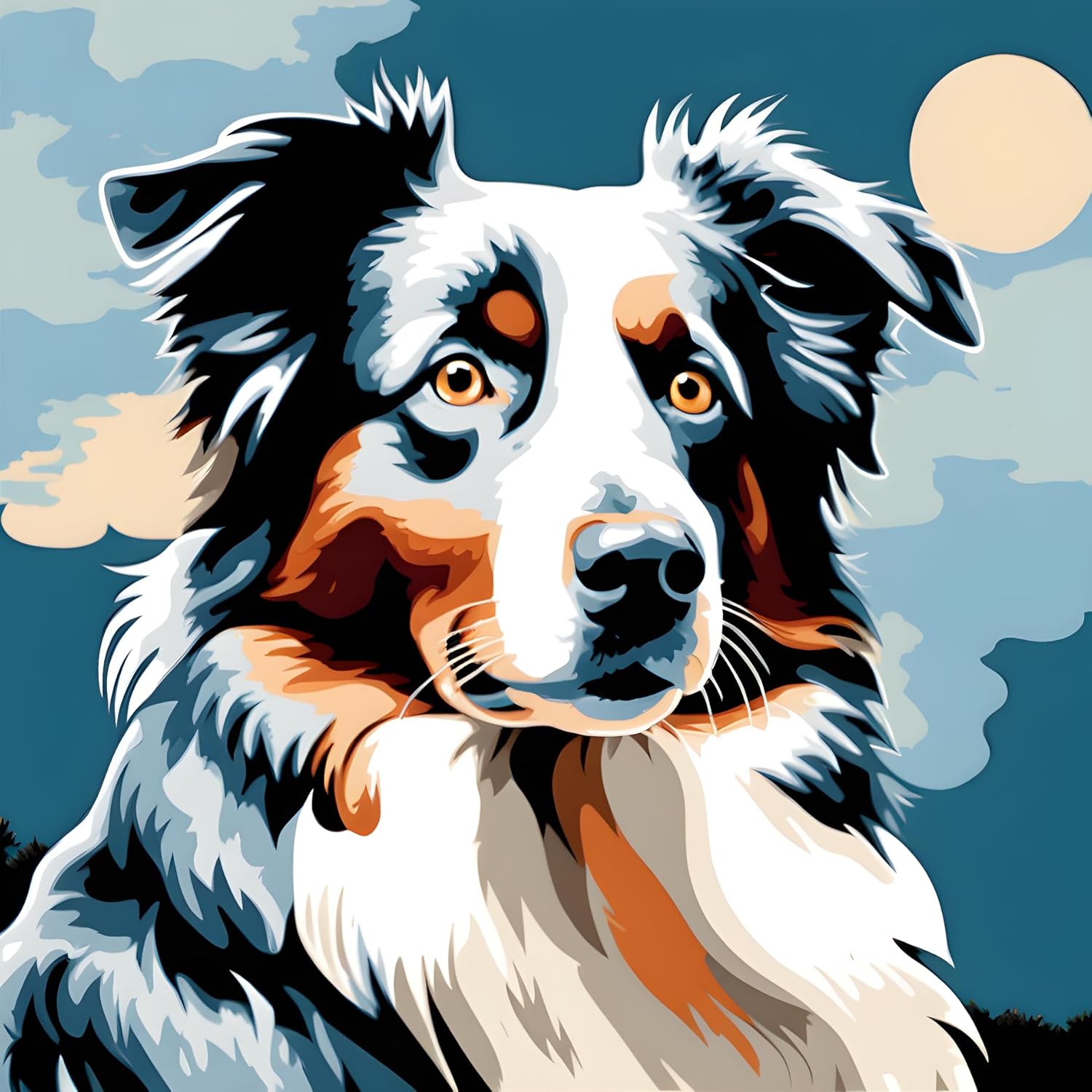 Generic Dogs Collection PD (47) - Australian Shepherd - Van-Go Paint-by-Number Kit 50x50cm no Frame