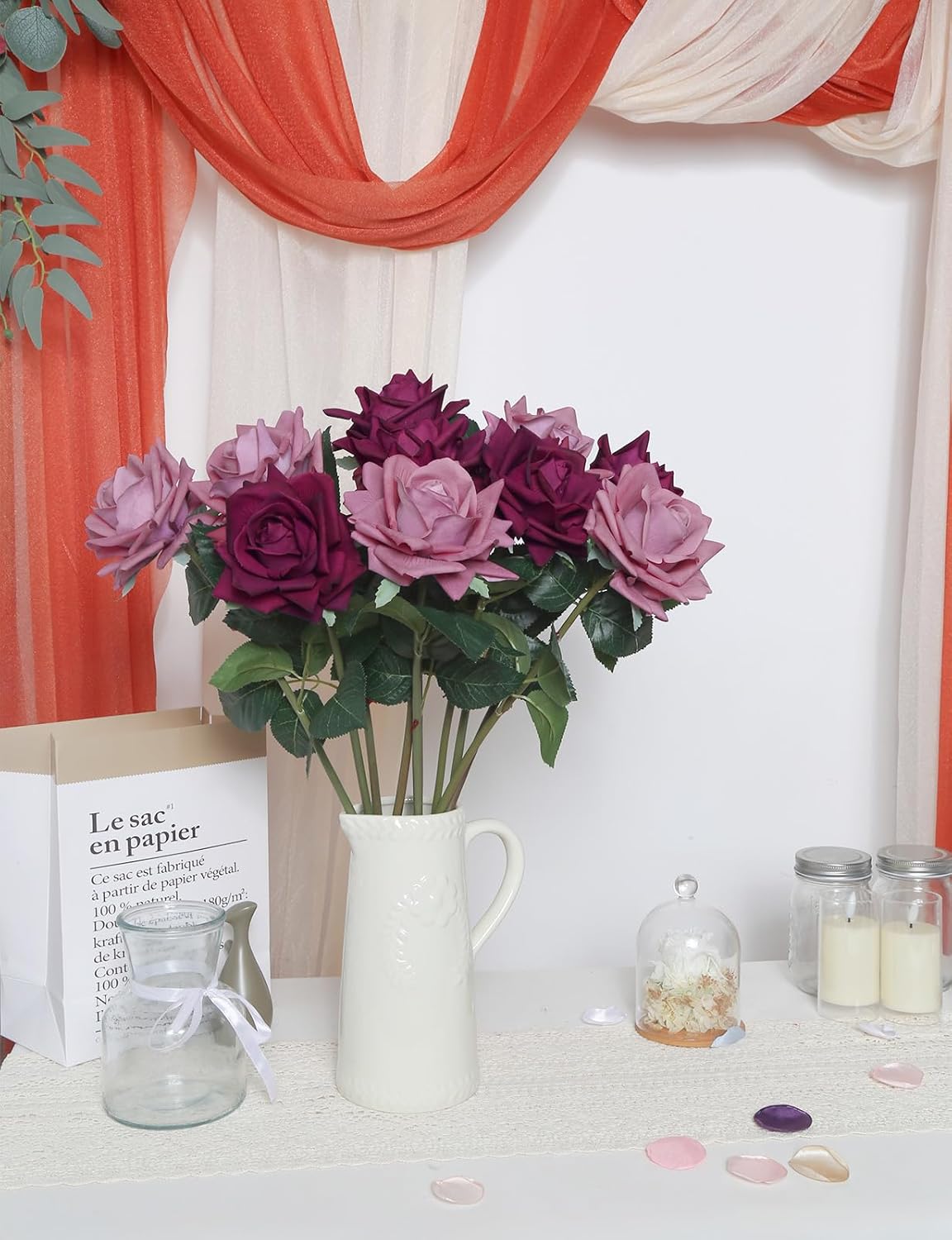 4Pcs Real Touch Pink Artificial Roses Flowers with Stem Large 3.9" Latex Faux Roses Lifelike Fake Roses for Vases Wedding Bouquets Bridal Shower Party Home Table Centerpiece Decor (Rose Pink) - Image 7