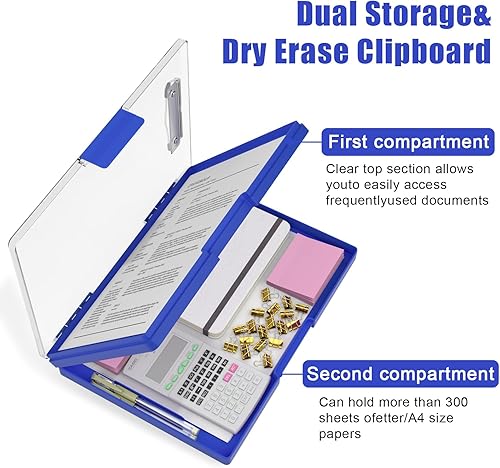 Miniatura 4 de Hongri Portapapeles con almacenamiento, carpeta para enfermería, apertura lateral, portapapeles resistente con caja de almacenamiento de doble