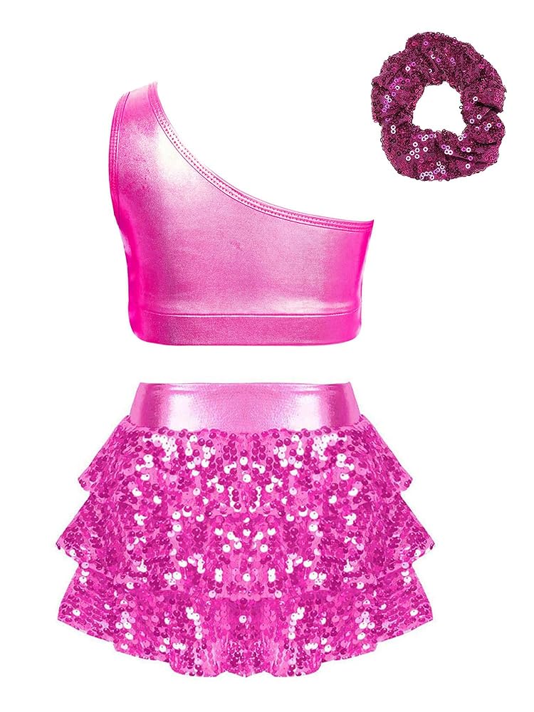 Vestito Ballo Latino Bambina - Top E Gonna Paillettes | Tuta Danza Jazz Salsa Per Ragazze - Foto 10