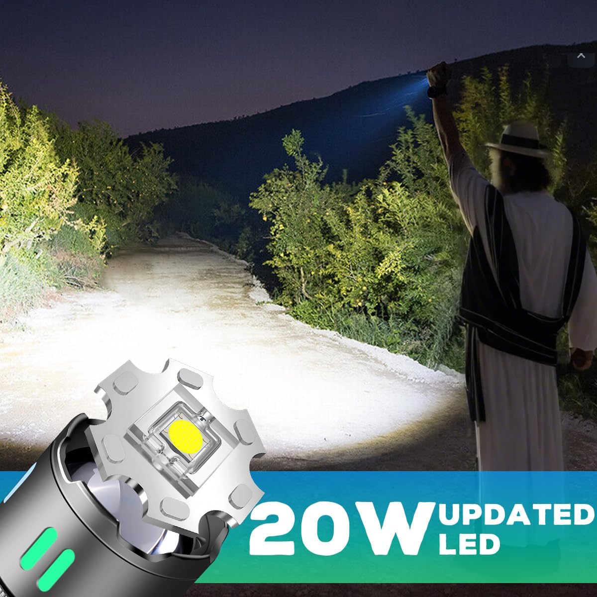 Rechargeable Flashlights High Lumens - Led Flashlight, Super Bright 5 Modes Waterproof Flashlights with Power Display for Emergencies Outdoor Camping Home 12h Runtime Powerful Heavy Duty Flash Light