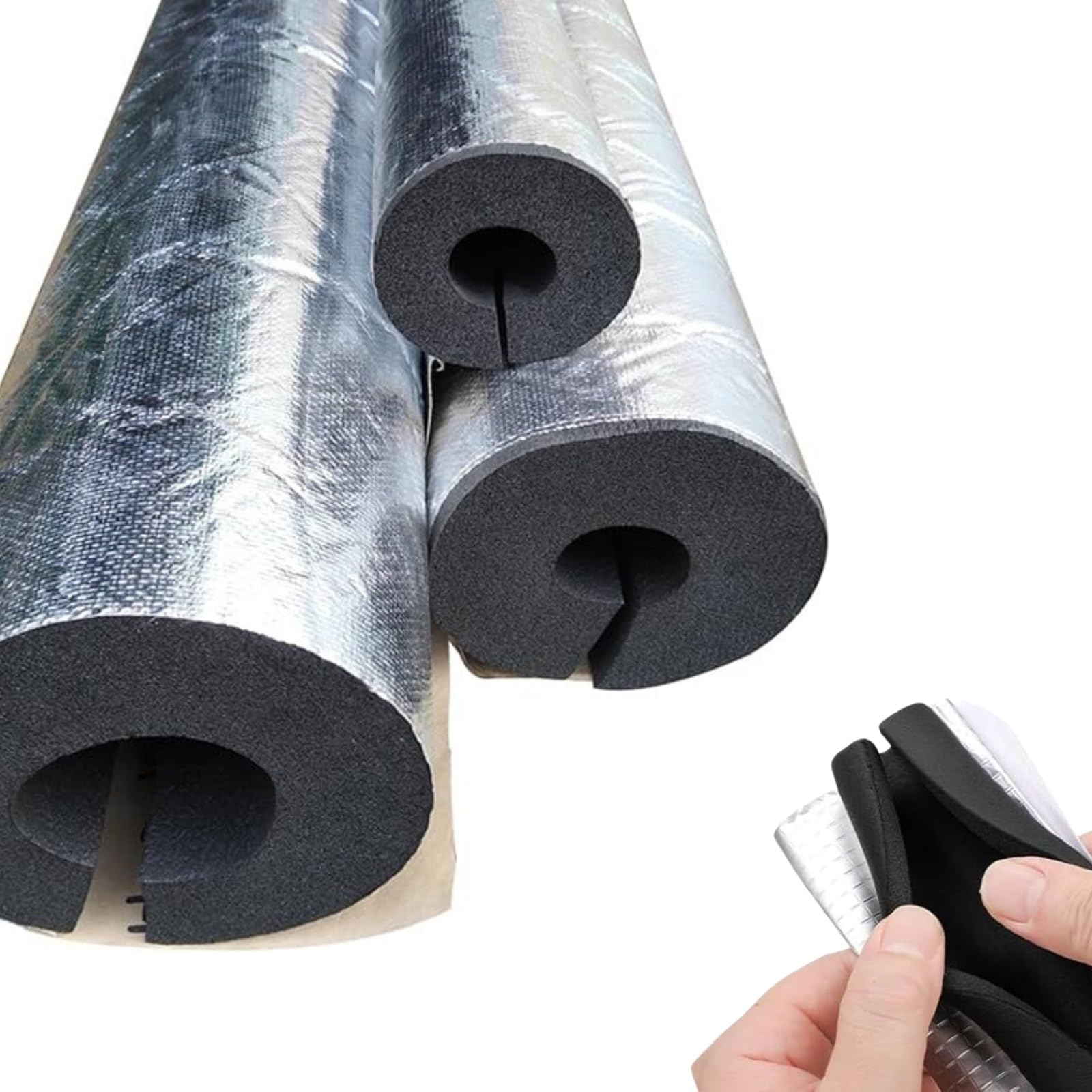 Generisch Rohrisolierung Schaumstoff Ø20mm 27mm 34mm 43mm 48mm 60mm 76mm 110mm 219mm 273mm Selbstklebendes Schaumisolierrohr, Für Heizung Sanitär Heizungsrohr Kupferrohr(ID273mm*T30mm*95cm)