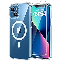 TAURI Cover per iPhone 13 Mini con Pellicola in Vetro Temperato,(Compatibile con MagSafe) Magnetica Custodia per Sottile Anticaduta – Trasparente