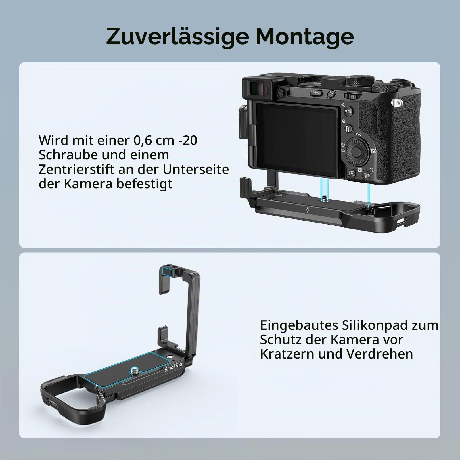 SMALLRIG A7C II A7CR L-Bracket, L-Winkel für Sony Alpha 7C II/Alpha 7CR, L-förmige Platte Schnellwechselplatte für Arca, mit Gurtloch, QD-Loch und 1/4"-20 Gewindebohrungen - 4569