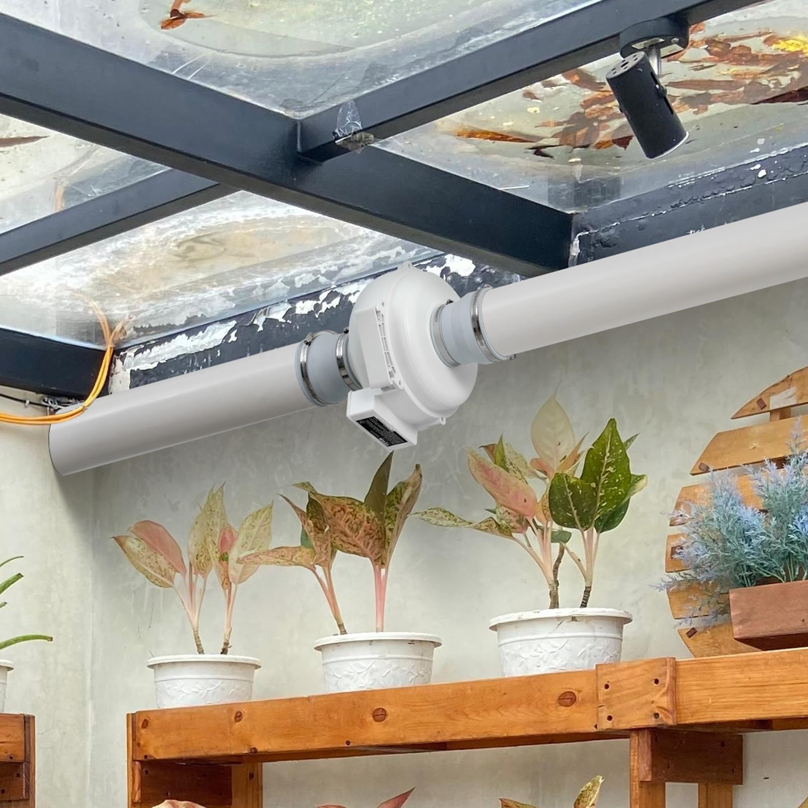 VEVOR Sistema de Ventilación para Mitigación Radón Silencioso, Kit de Mitigación de Radón 190 CFM con 2 Acopladores, Ventilador de Extracción para Ventilación Interior y Exterior, 305 x 320 x 235 mm