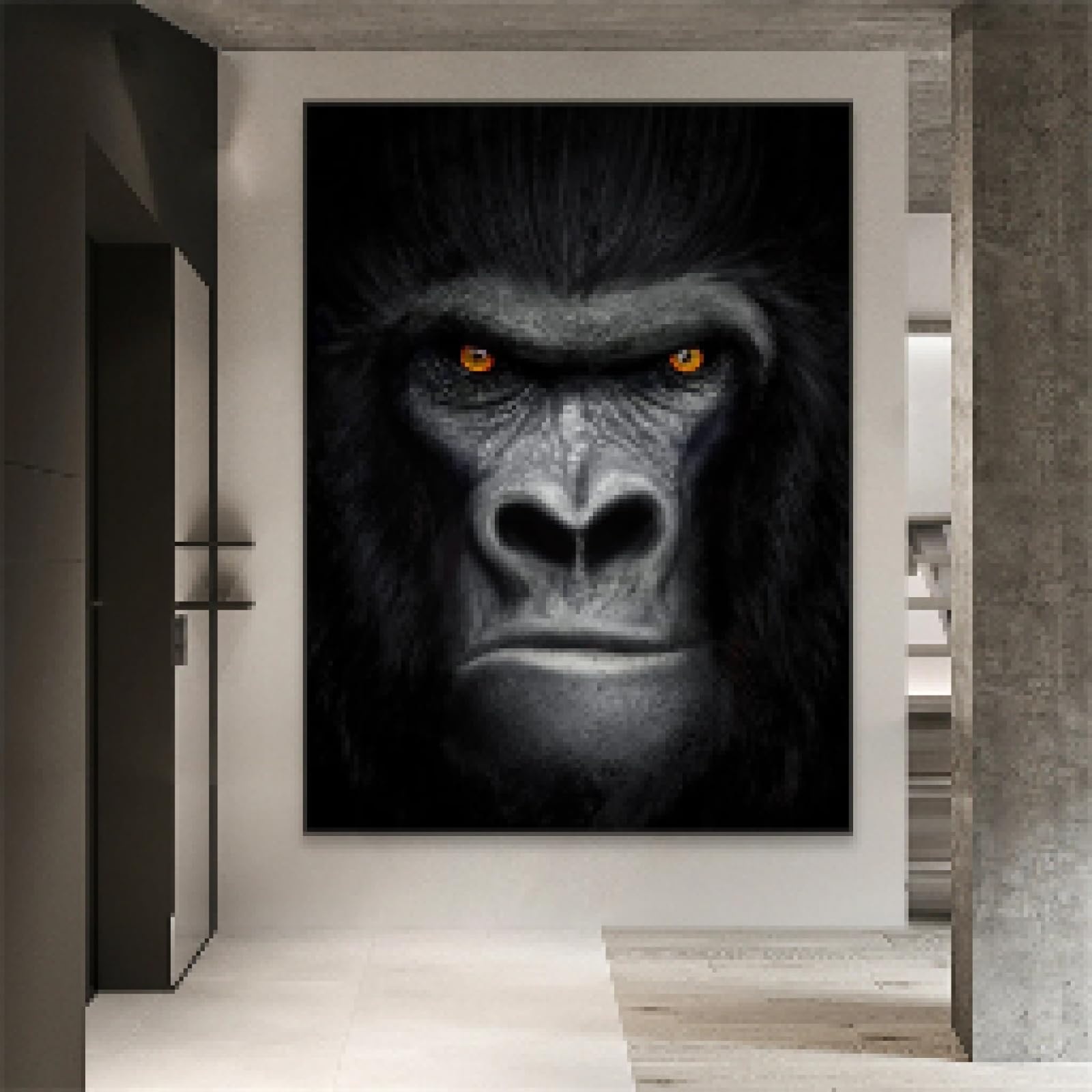 Singe art mural grand format 70x90cm noir et blanc XINBAO - 8