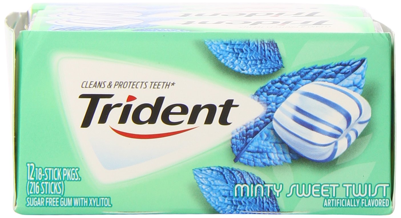 Trident Sugar Free Gum (Minty Sweet Twist, 18-Piece, 12-Pack)
