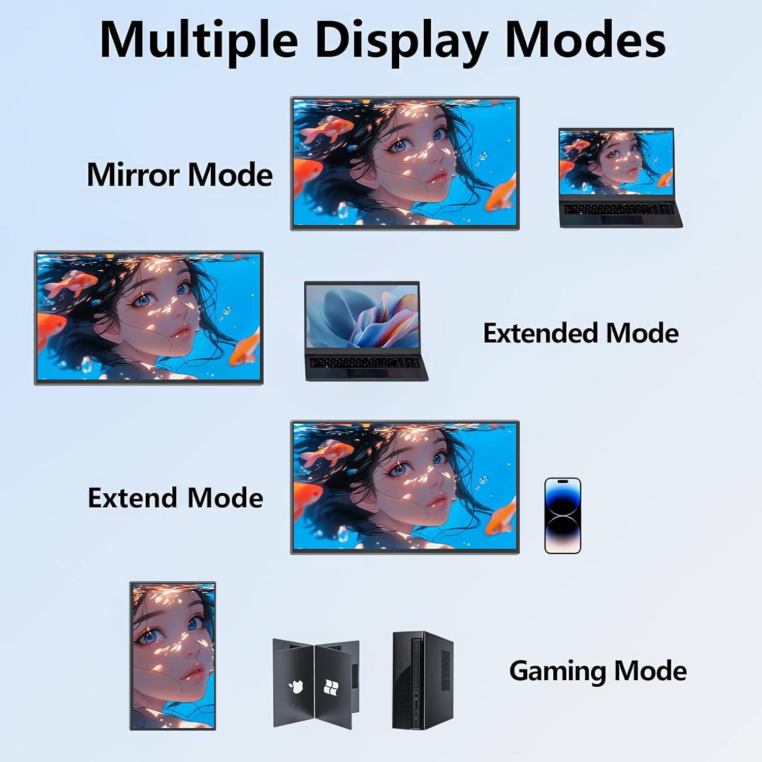 Virzen 4K Large Portable Monitor 24” UHD 3840 * 2160 120% sRGB IPS Dual Speaker USB-C HDMI Extend Second Screen Display VESA Kickstand for Mac External PC Laptop Phone PS4/PS5 - Image 9