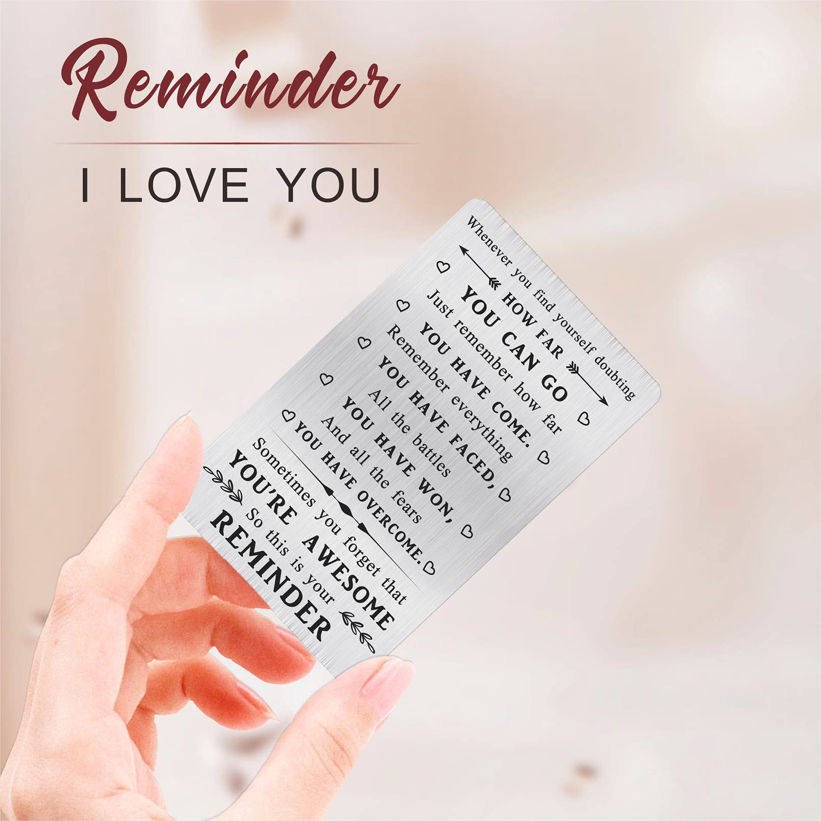 MOQIYXL Inspirational Velentine's Gifts for Men Women, Sometimes You Forget You're Awesome, Metal Engraved Motivational Quotes Wallet Card, Encouragement Greeting Cards