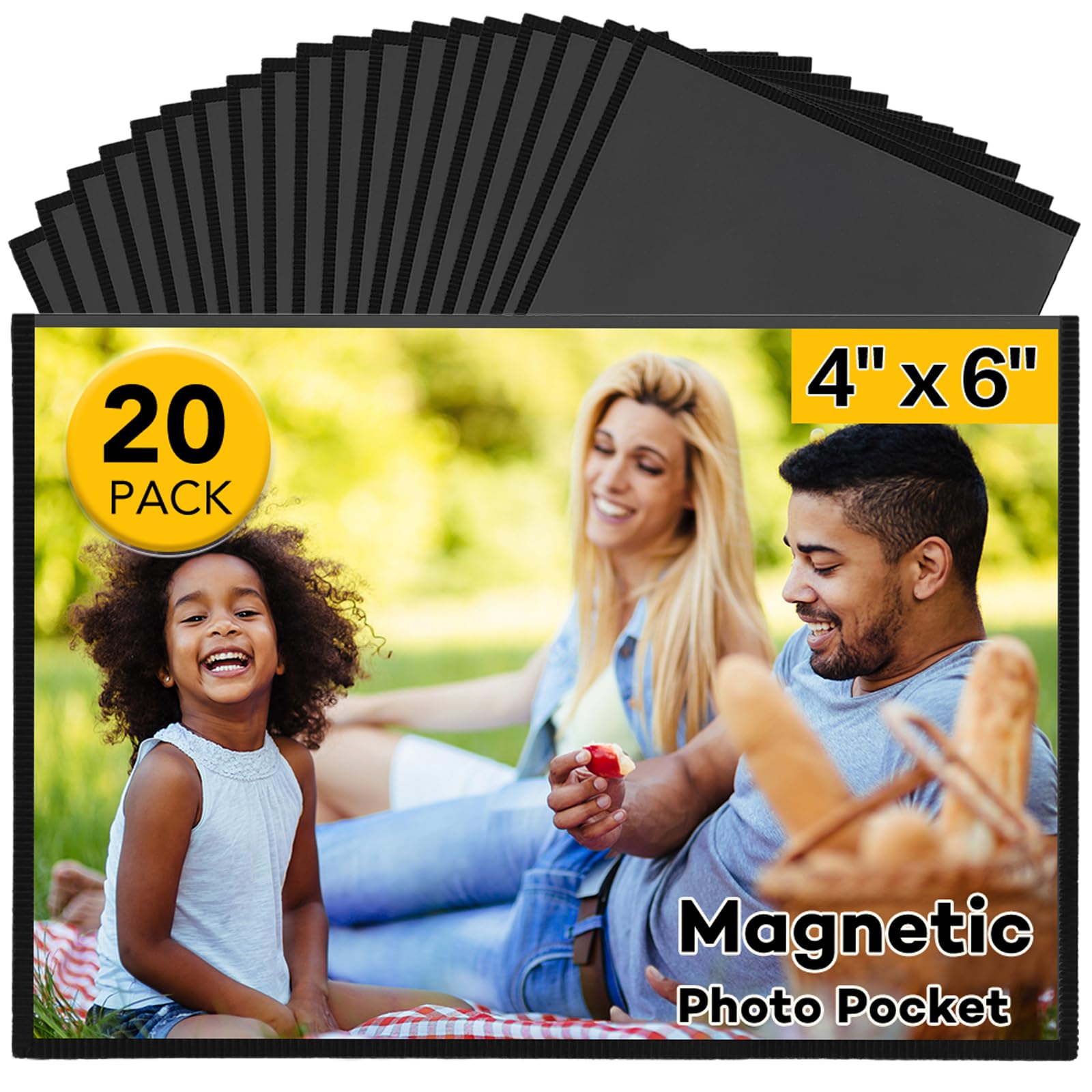 - YixangDD 20 Pack Magnetic Picture Frame, 4 x 6 Inches Fridge Magnetic Photo Frames, Magnetic Photo Frames for Refrigerator, Home, School, Office (Black)