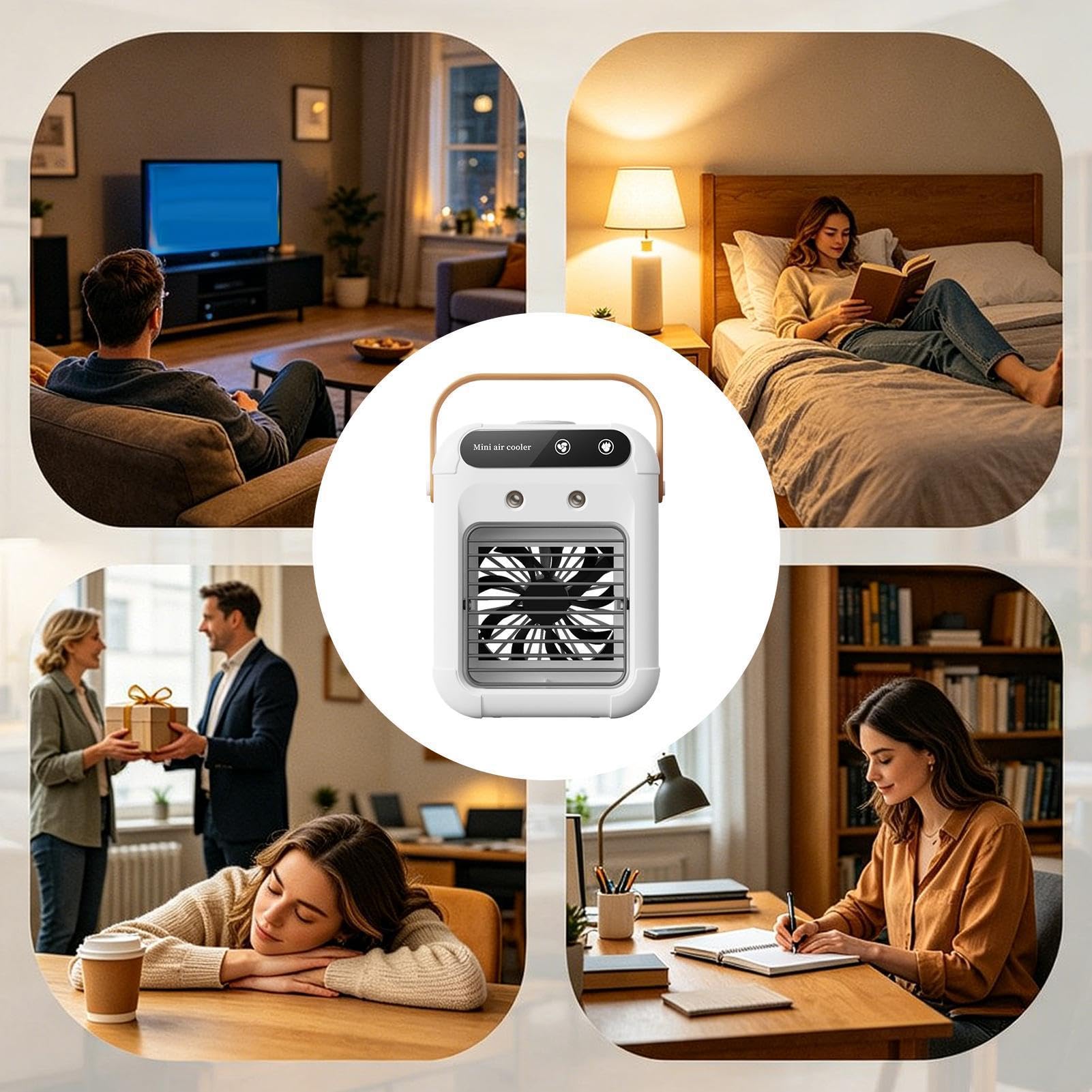 Mini ventilatore da scrivania con nebulizzazione USB, 1800 mAh, portatile, con 2 velocità, ventola di raffreddamento silenziosa per camera da letto, ufficio, casa, viaggi e all'aperto