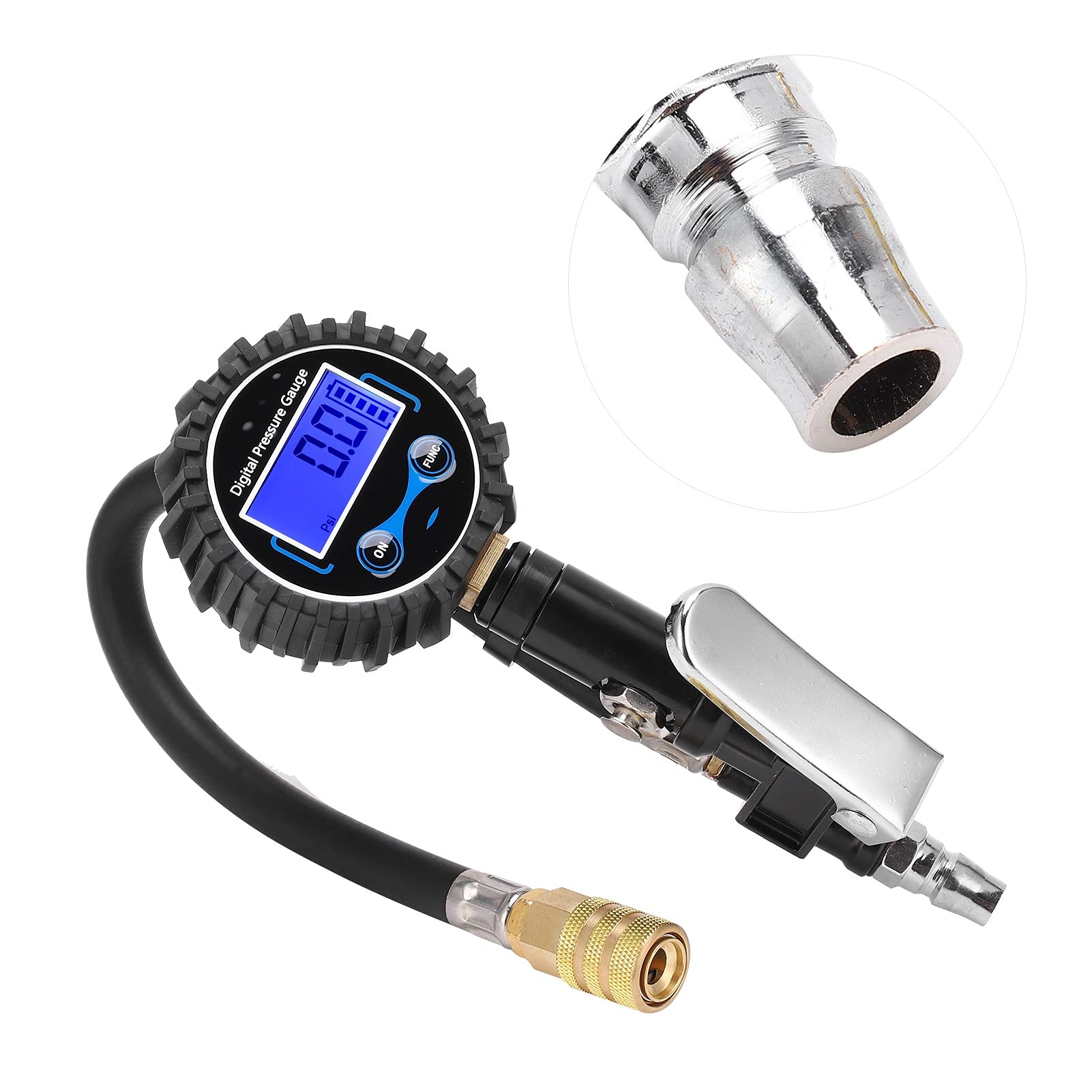 Manomètre Numérique LCD pour Pneus, Surveillance du Gonfleur, 100 PSI, Mandrin D'air et Accessoires de Compresseur, Connexion Rapide, Accessoires de Camion et de Voiture