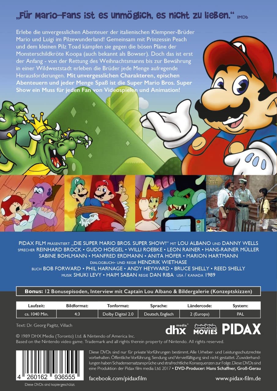 Die Super Mario Bros. Super Show! - Serien Komplettbox - Alle 52 Folgen der Animationsserie zum Videospiel - Zum Kino-Film in Sammler-Box - Mit Mario, Luigi, Bowser und Peach [8 DVDs]
