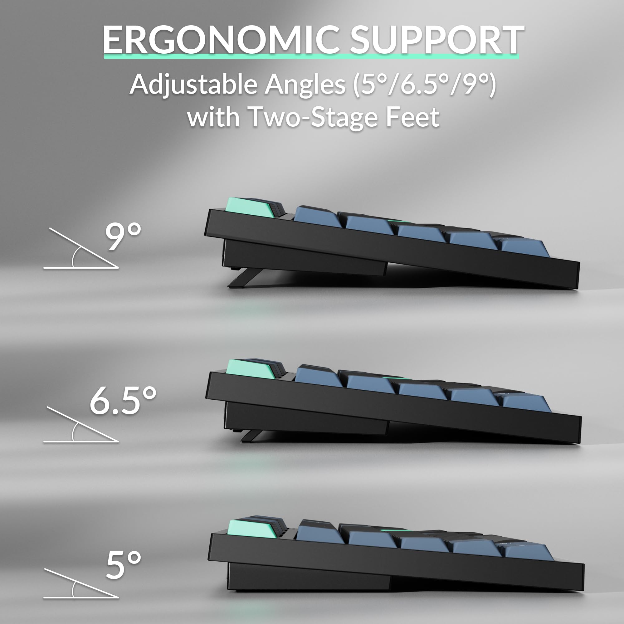 Keychron Tastiera wireless B35, 2,4 GHz/Bluetooth, layout 96%, tastiera con tastierino numerico, silenzioso, supporto per la digitazione silenziosa, angolo ergonomico, compatibile con Mac Windows