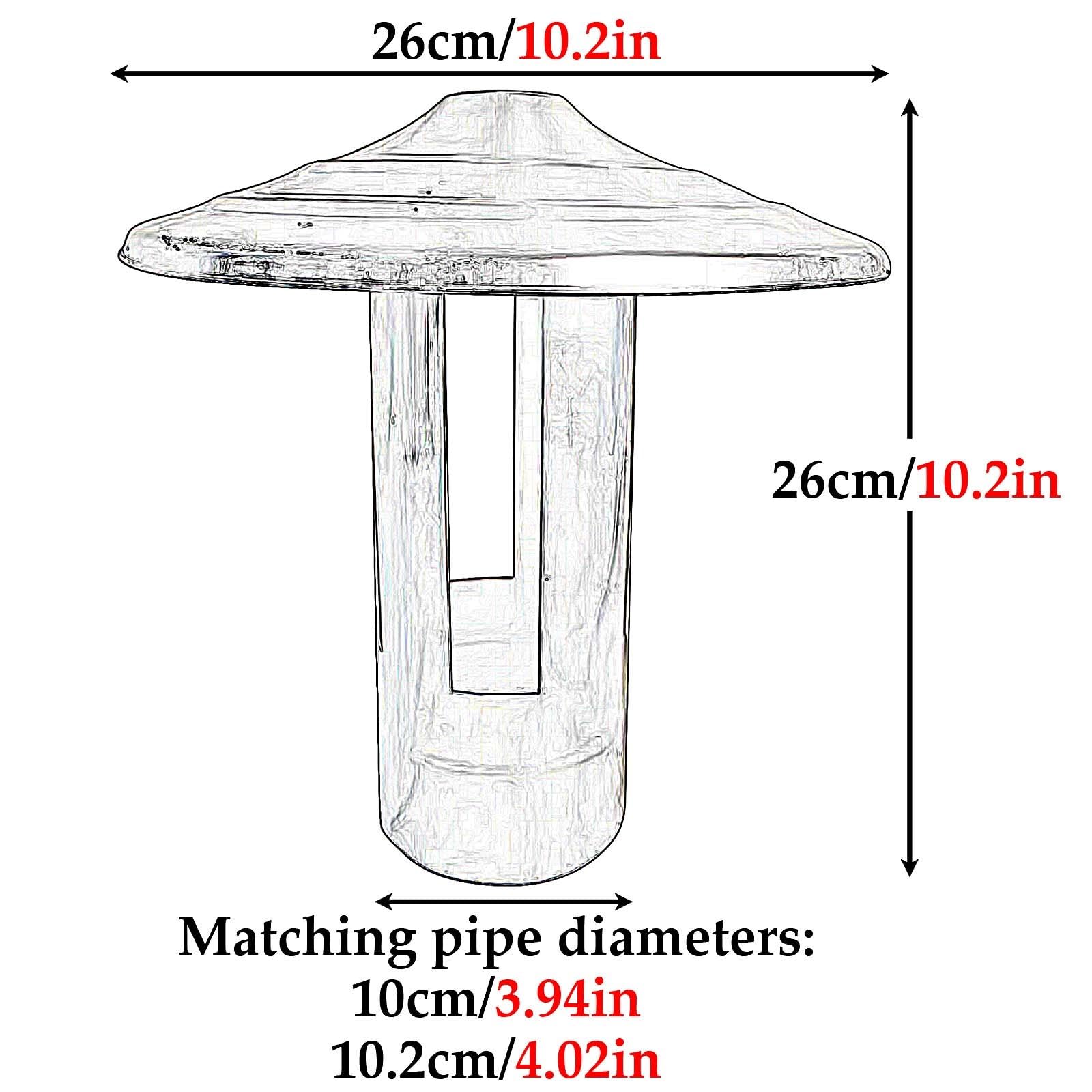 Comignolo Antivento Antipioggia in Acciaio Inox Tappo Rotondo di Sfiato per Esterni Cappello Antipioggia Camino Adatto per Tubi Esterni(10cm/3.94in)