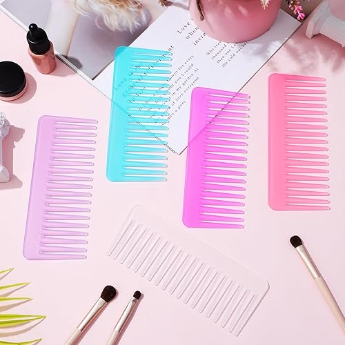 Miniatura 9 de 5 peines de dientes anchos para cabello rizado y húmedo en lavanda, transparente, azul, rosa, rosa, rojo, herramienta versátil para el cuidado del