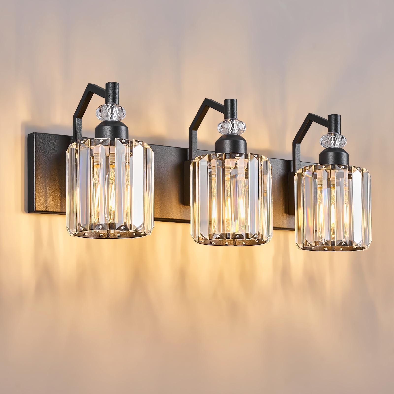 BBLLWJ 3 Light Bathroom Vanity Light Modern Black Vanity Light Bathroom ...