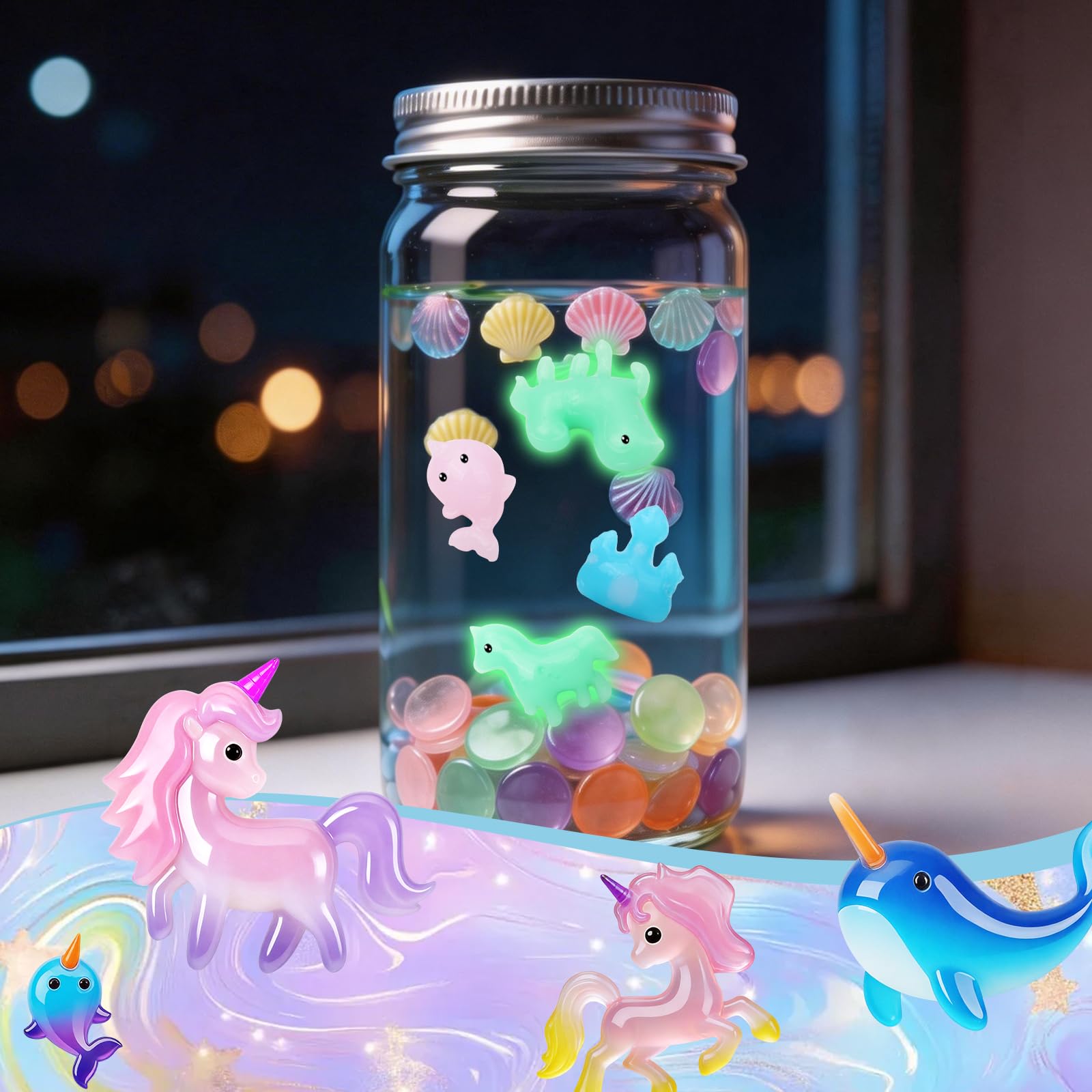 Tibimon Einhorn Magic Water Elf, DIY 3D Magisches Wasser Gel Spielzeug, 20 Magischem Gel und 16 Formen, Magic Water elf für Kinder 4 5 6+, Geburtstag, Weihnachten, Ostern, Geschenk für Jungen Mädchen