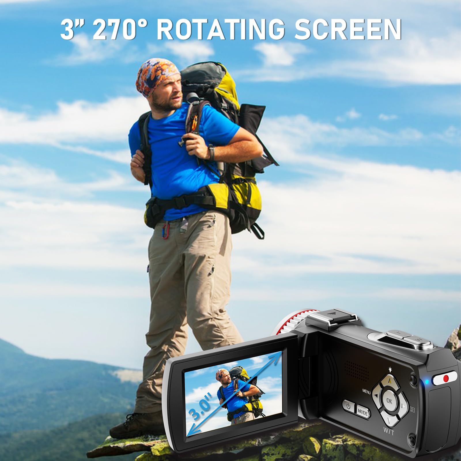 4K-videocamera, 56 MP 18x Digitale Zoom-camcorder, 3-inch