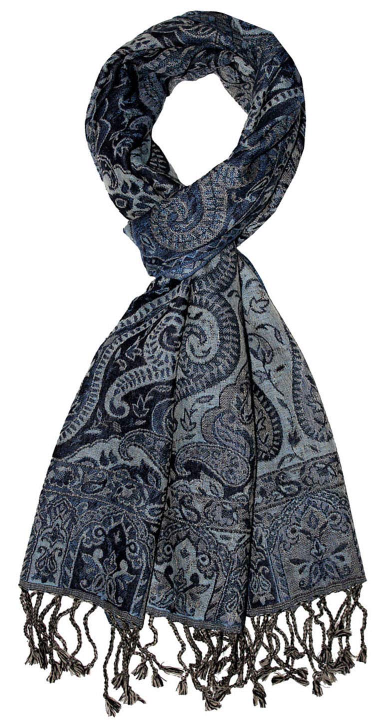 Lorenzo Cana - Sciarpa da uomo in morbida lana di lana merino, motivo cachemire, multicolore, 35 cm x 160 cm
