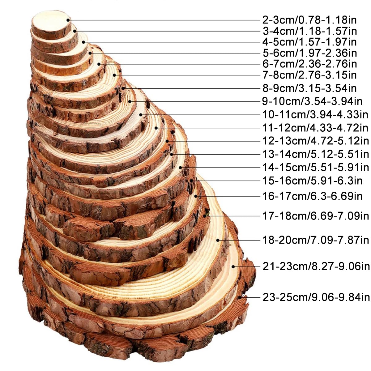 Disques en Bois avec écorce, Dessous De Verre, Lot De 1 (26-28 Cm)