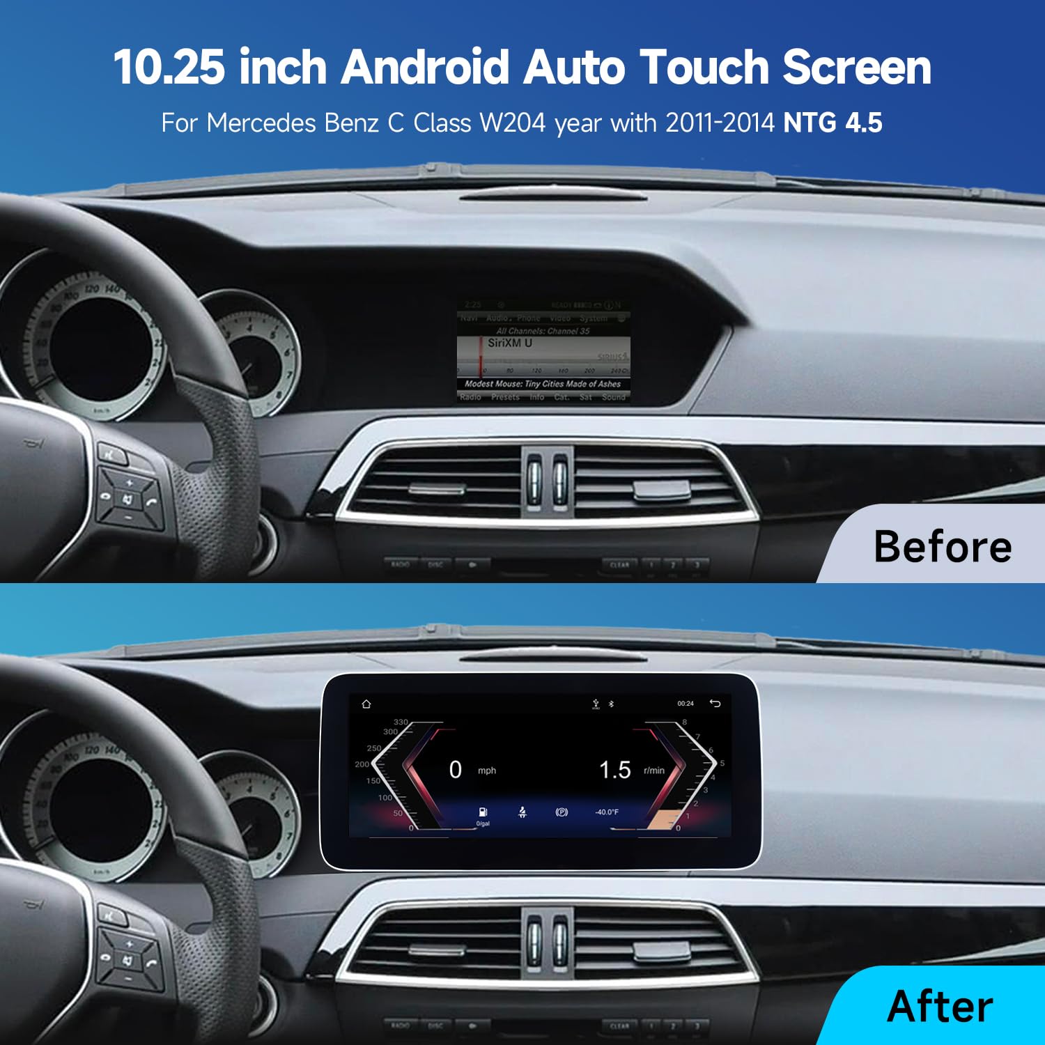 Android AUTO for Mercedes Benz C Class W204 NTG4.5 from 2011 to 2014 Multimedia Player Auto Radio Bluetooth GPS Carplay 4G WiFi Linux System