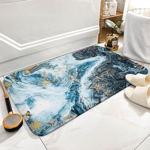 Miniatura 6 de Tapete de baño dorado para baño, súper absorbente, de secado rápido, con parte trasera de goma, antideslizante, tapete de baño de diatomita, regalo