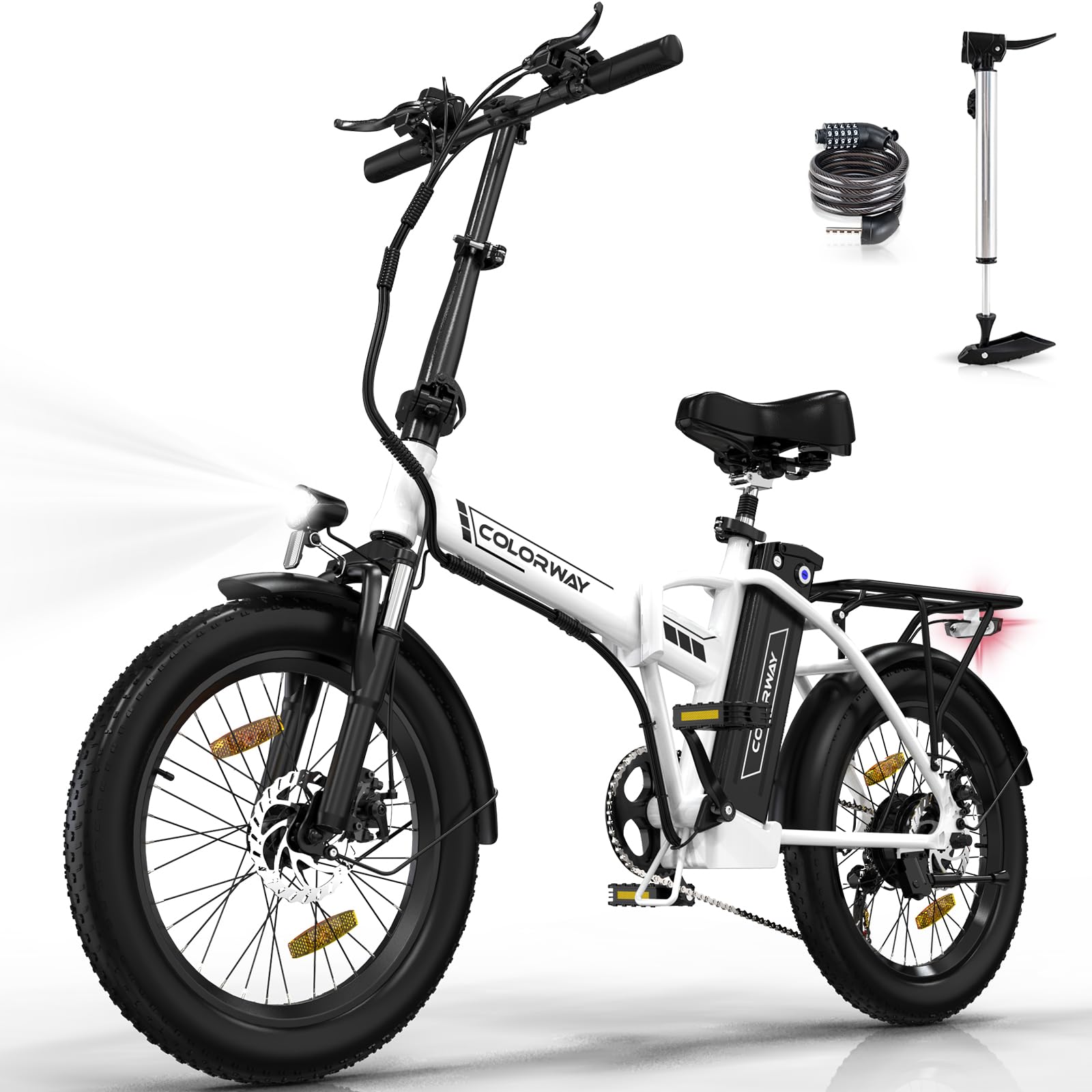 COLORWAY BK11M Vélo Électrique Pliable BK11M 250W, Vélo Fat Tire 20"*3.0, 7 Vitesses, Batterie 36V 12Ah, Moteur 250W, Écran LCD, Autonomie Max de 90 Km, Vélo Urbain Unisexe