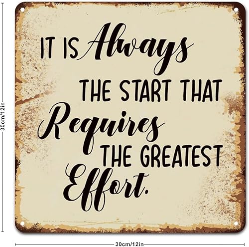 Miniatura 2 de ArogGeld Tin Sign It is Always The Start That Requires The Greatest Effort Metal Tin Sign Spiritual Heart Warming Home Sign Wall Decor Bright Metal