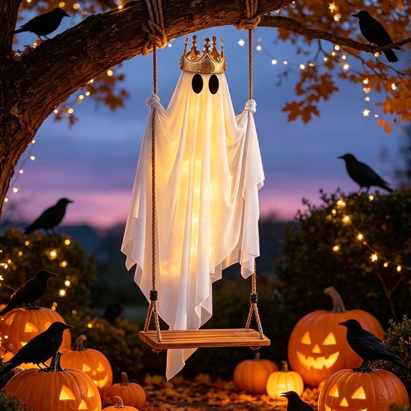 Decoración De Halloween Fantasma Oscilante con Luz Halloween 150 cm De Alto
