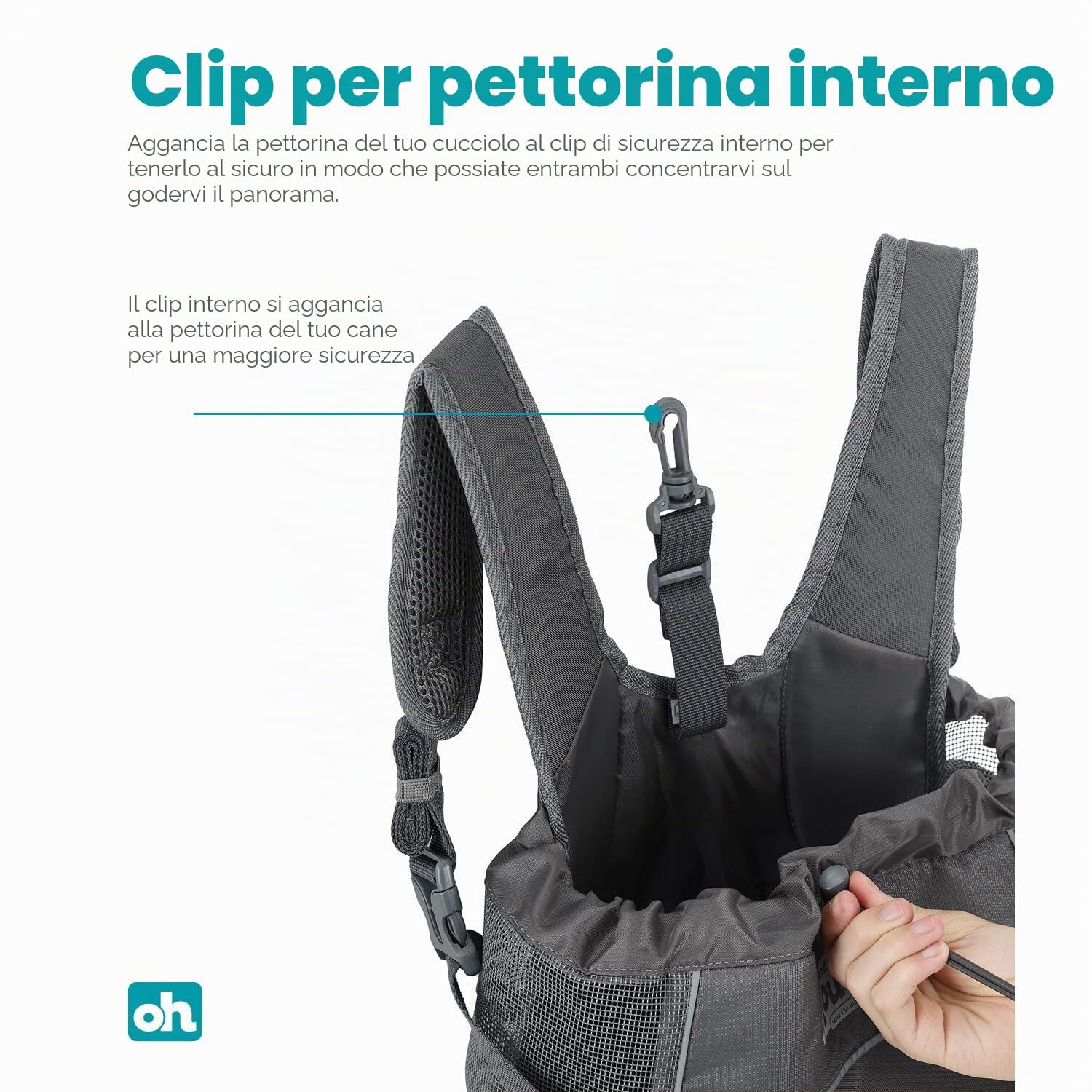 Outward Hound PupPak - Zaino per cani, frontale, con cinghie imbottite, rete traspirante, impermeabile, clip di sicurezza, per piccoli animali domestici fino a 4,5 kg, taglia S, grigio