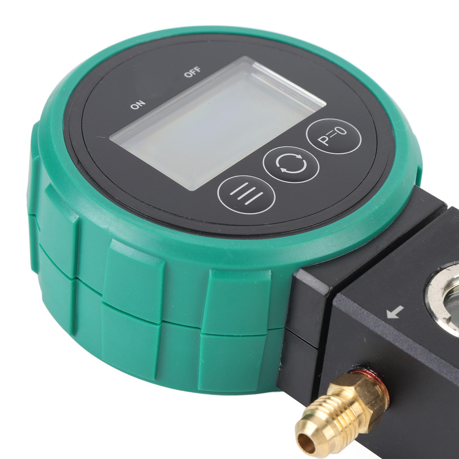Greensen Manómetro de Presión de Refrigerante Juego de Manómetro de Colector de CA Digital de 0 a 5 MPa con Válvula de Bola 4 Unidades de Presión 9 Refrigerantes para Aire Acondicionado Recarga