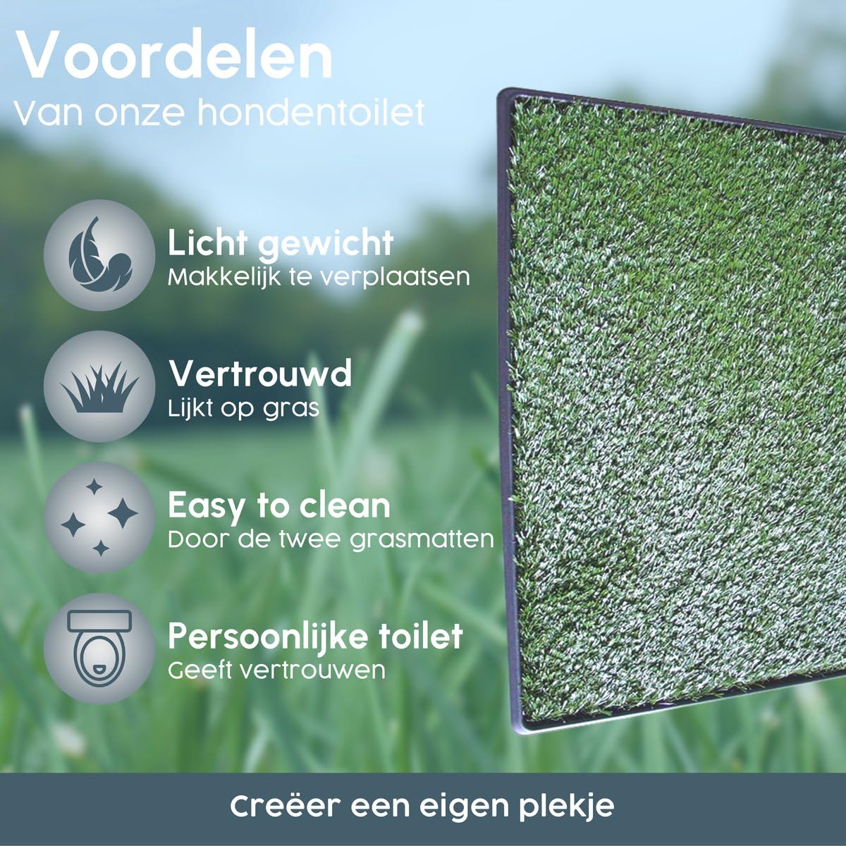 MaxxPet Hondentoilet Kunstgras - Zindelijkheidstraining - 64x52cm Met Extra Plaids
