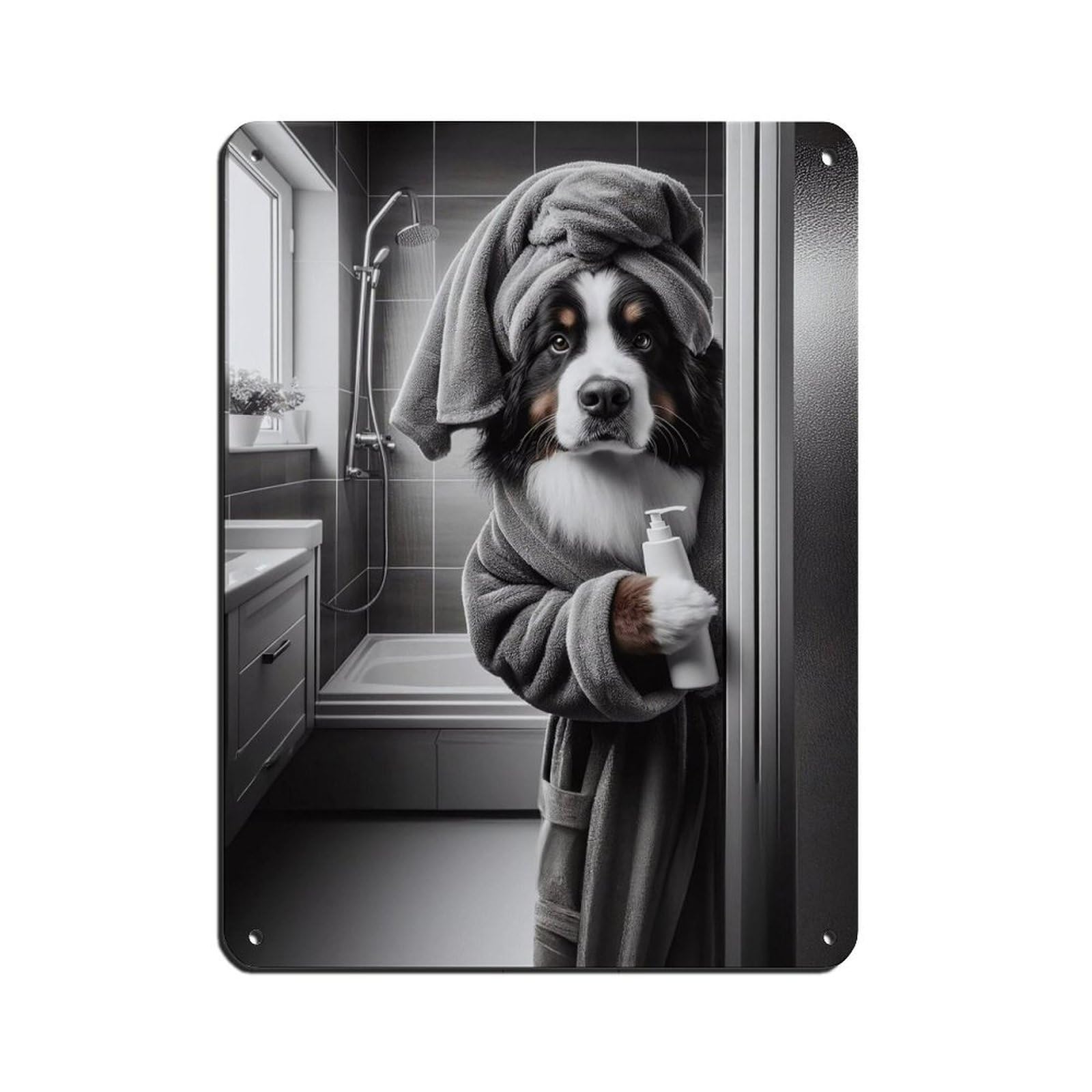 Lxwnze 30L X 40W Cm Bernese Mountain Dog, Bathroom Art Poster Tin Sign Vintage Metal Pub Club Cafe Bar Home Wall Art Decoration Poster Retro 12X16inch(30X40cm)