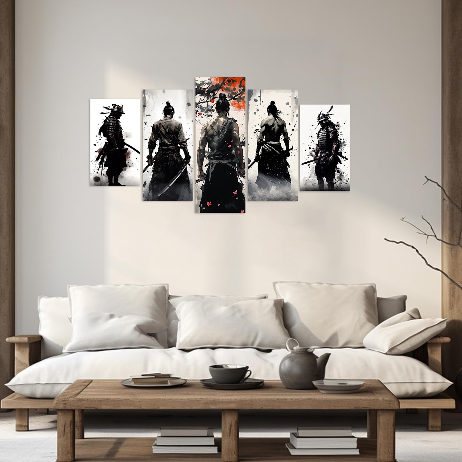 ZXHYWYM Samurai Canvas Wall Art 5 Piece Japanese Samurai