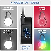 Vista 2 de Luces de perro para caminar por la noche, 4 modos IP68 impermeable collar de perro luz para clip nocturno, recargable de alta capacidad con 2 cables