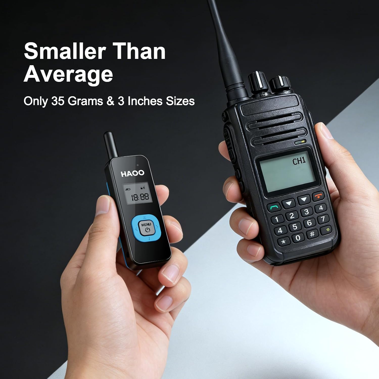 HAOO Mini Walkie Talkies with Earpieces, Portable Two Way Radio FM Transceiver, Long Range Walkie Talkie for Skiing, Hiking, Outdoor Sport, Restaurants, Hospital, Supermarket, 3 Pack