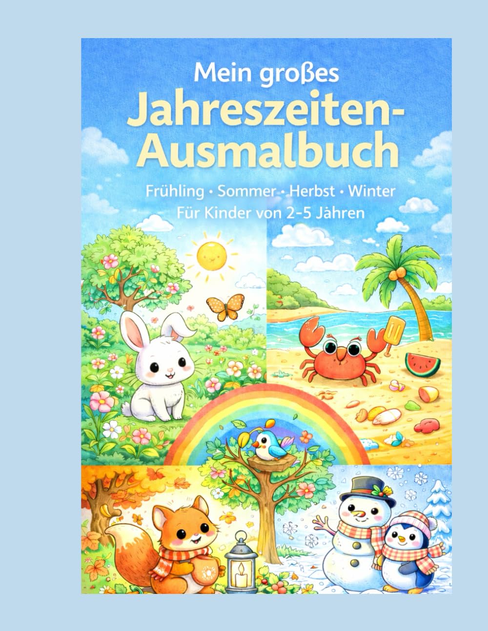 Mein großes Jahreszeiten-Ausmalbuch: Frühling, Sommer, Herbst & Winter – liebevolle Ausmalbilder für Kinder von 2–5 Jahren