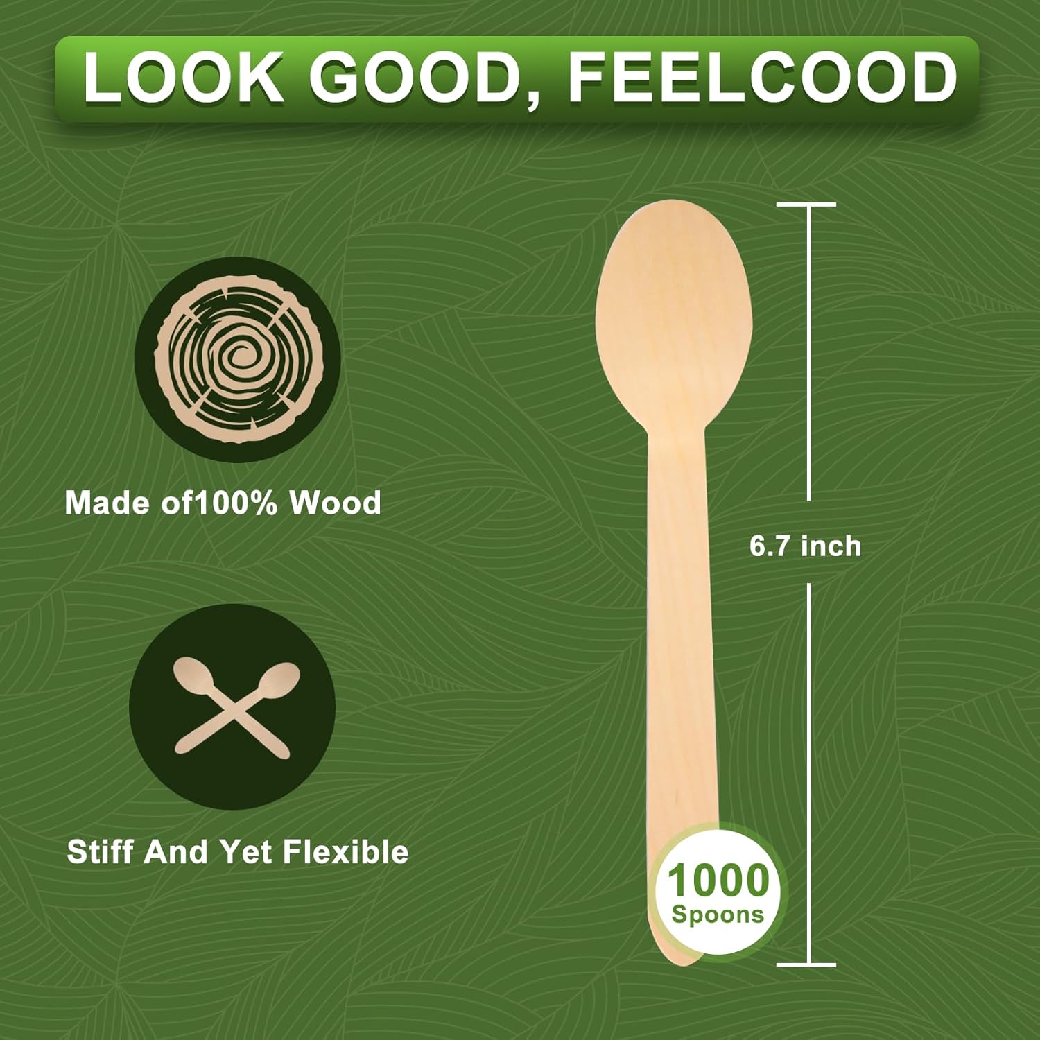 1000 Pack 6" Wooden Spoons Disposable Bulk – Heavy-Duty Compostable Birch Cutlery for Catering, Restaurants, Food Trucks, Events – Smooth & Splinter-Free Dessert Spoons