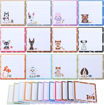 Handepo 12 Pack Dog Sticky Notes Puppy Party Gift,600 Sheets | 12 Pads, 600 Sheets,Cute puppy Design,Dog Office Desk Accessories,Dog Party Favor ,Vet Tech Gifts