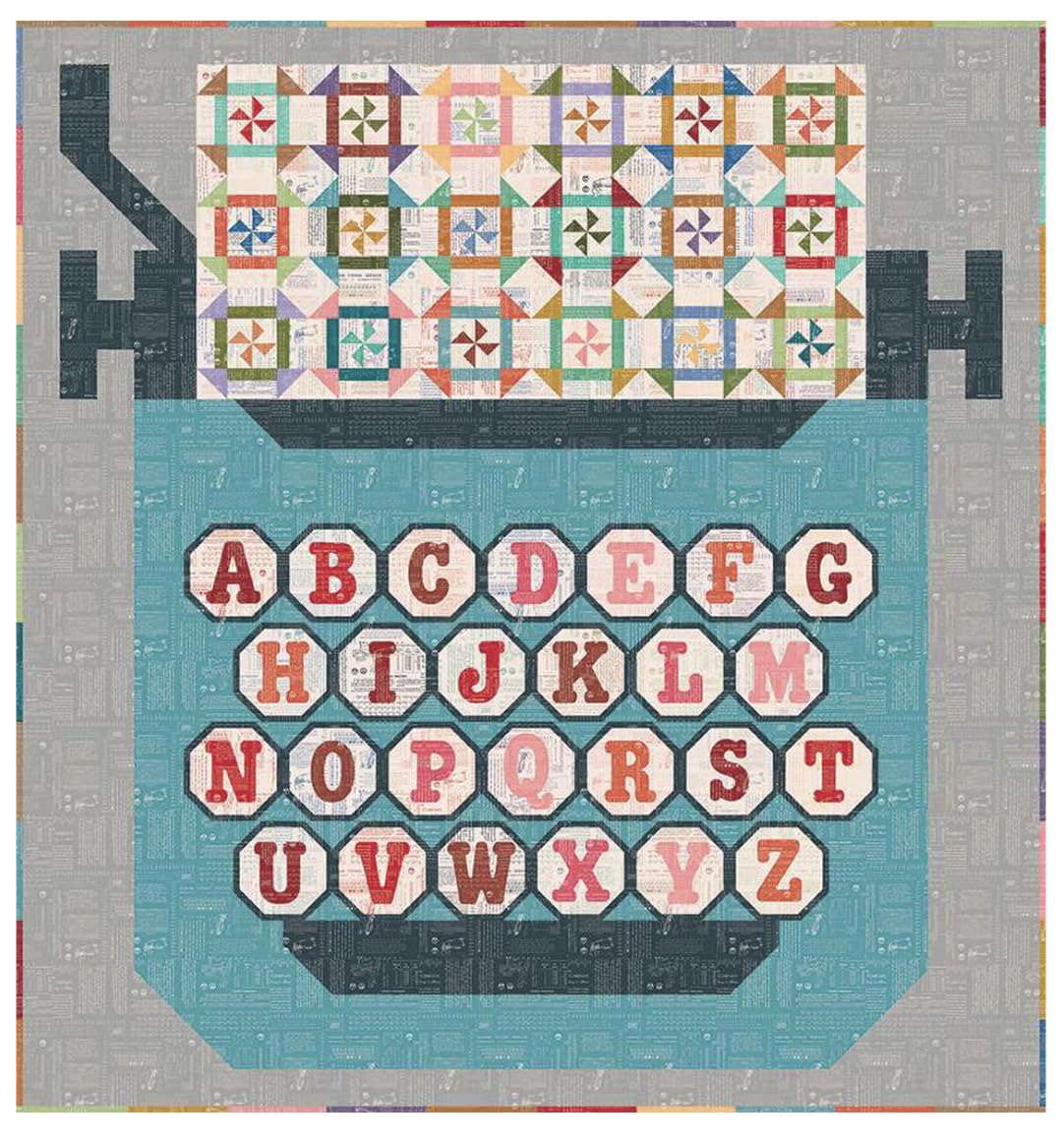 Riley Blake Just My Type Quilt Kit by Lori Holt of Bee in My Bonnet – Includes Pattern & Type/ography Fabric, Finished Quilt 82½" x 87½", Keepsake Box