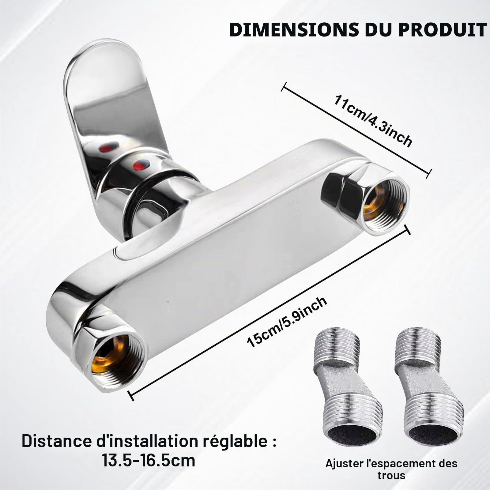 GBKDQQ Robinet de douche mitigeur monocommande : mitigeur douche, robinet de douche montage mural, robinet douche avec bec G ½, robinet pour salle de bain