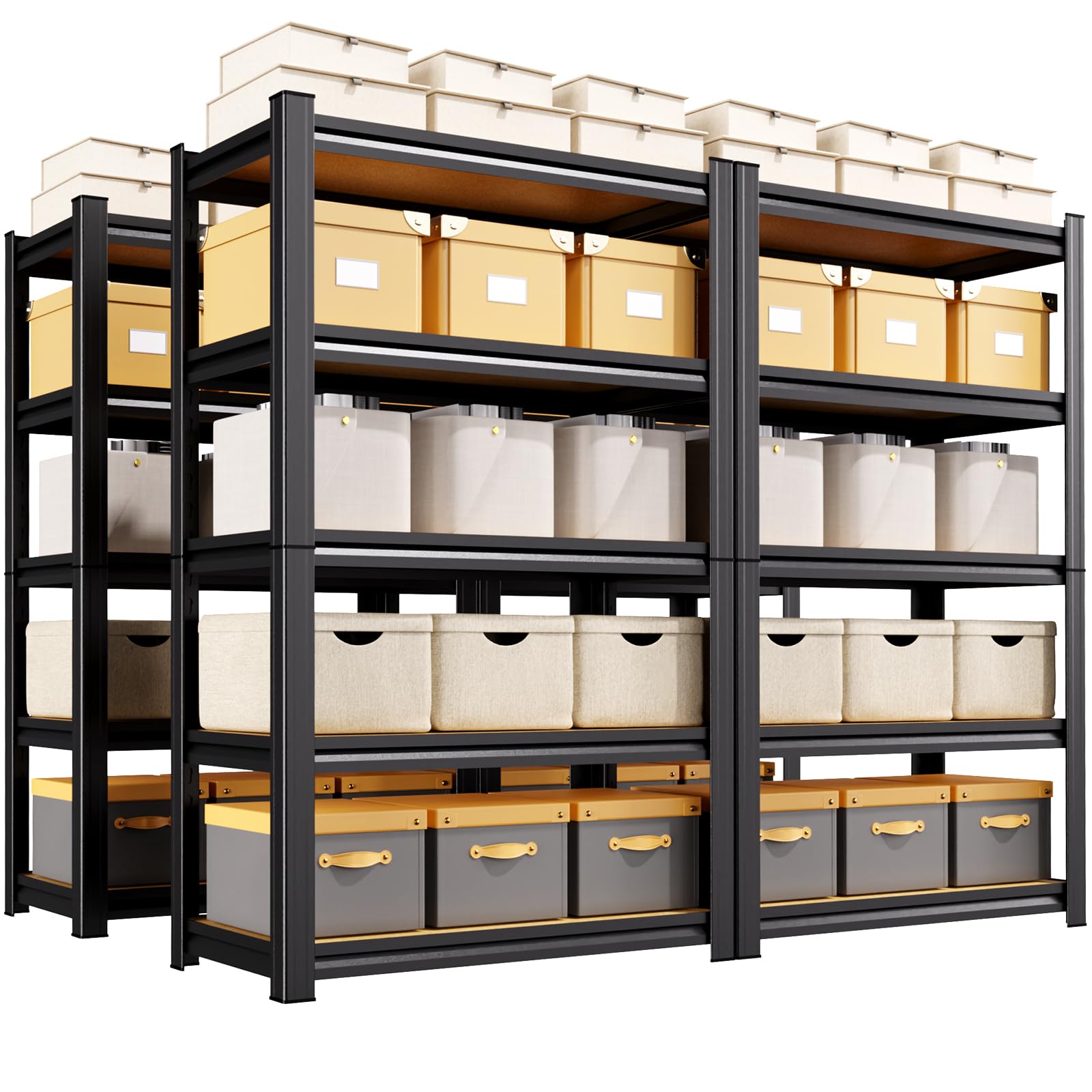 4-Pack 71" H-28 W-12 D Garage Shelving,Heavy Duty Metal Storage Shelves, 5 Tier Adjustable Shelf Units, Industrial Utility Shelving for Pantry, Basement, Warehouse &amp; Home Organization