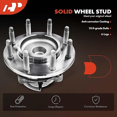 Miniatura 7 de A-Premium 2 rodamientos de rueda delantera y conjunto de cubo con ABS y 8 lengüetas compatibles con Chevrolet y GMC - 2003-2017 - Express